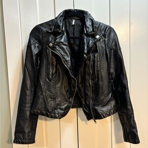 Free People Black Vegan Leather Moto Jacket - Sz 2